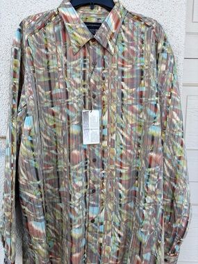 Jhane Barnes Multicolor Abstract Striped Button-Down Shirt